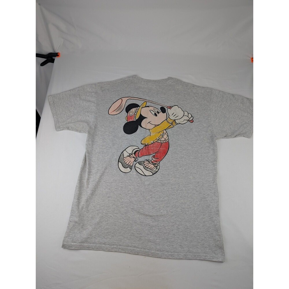 Men's L 80s 90s Mickey Mouse single stitch t shirt Velva Sheen Golf Golfing Vtg